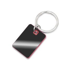 Металлический брелок с пластиковой цветной вставкой SteelPop Rct, серебристый с красным