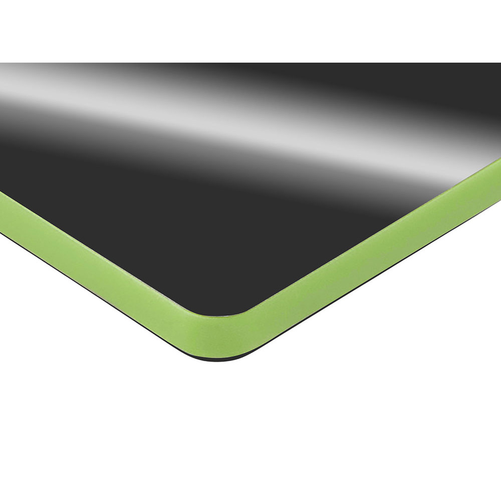 Металлический брелок с пластиковой цветной вставкой SteelPop Rct, серебристый с зеленым яблоком