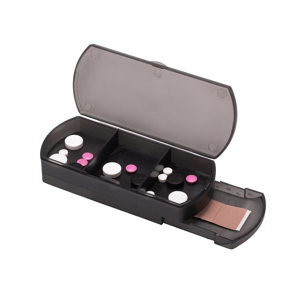 Таблетница с отделением для пластырей Treat, темно-серый