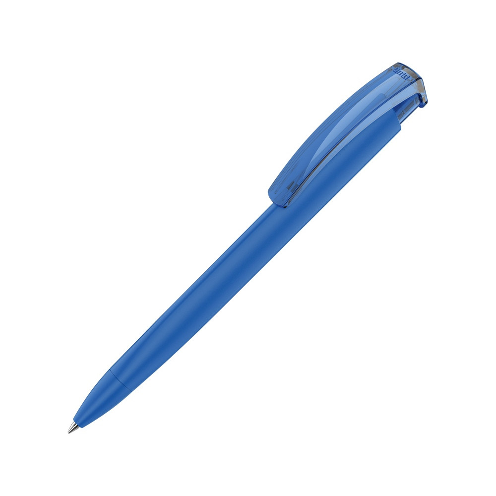 Ручка шариковая трехгранная UMA TRINITY K transparent GUM, soft-touch, синий