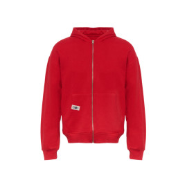 Толстовка оверсайз с капюшоном на молнии Monaco, красный, лейбл, бренд тайп и термотрансфер