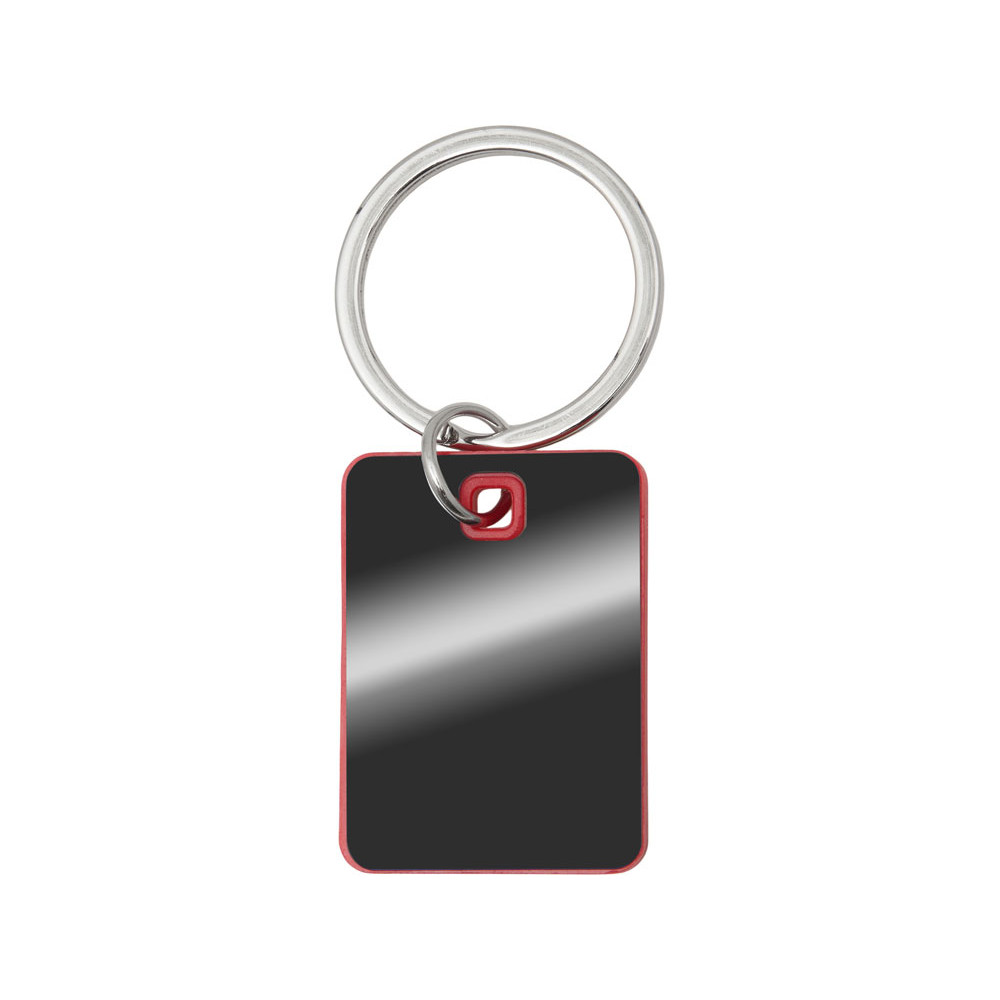 Металлический брелок с пластиковой цветной вставкой SteelPop Rct, серебристый с красным