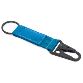 Брелок-ремувка Carabinier из ткани с вставкой из экокожи и карабином, синий