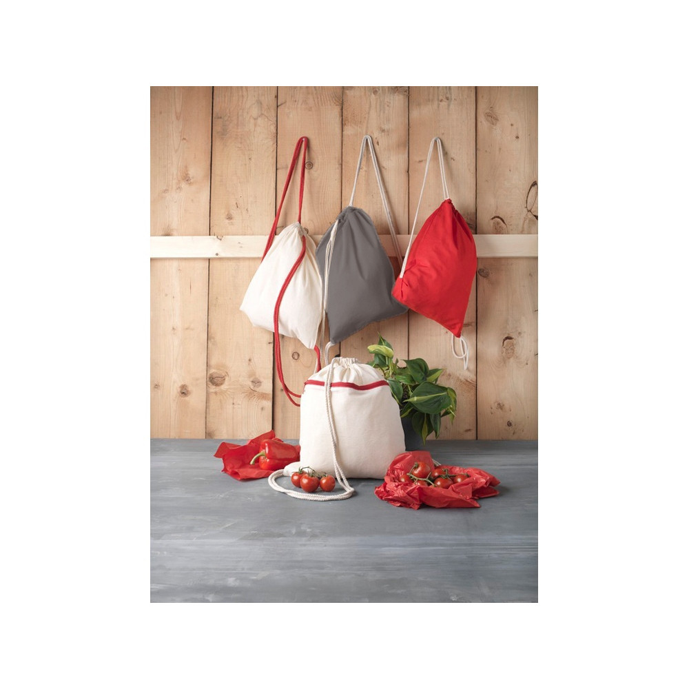 Рюкзак со шнурком Oregon хлопка плотностью 140 г/м2, серый