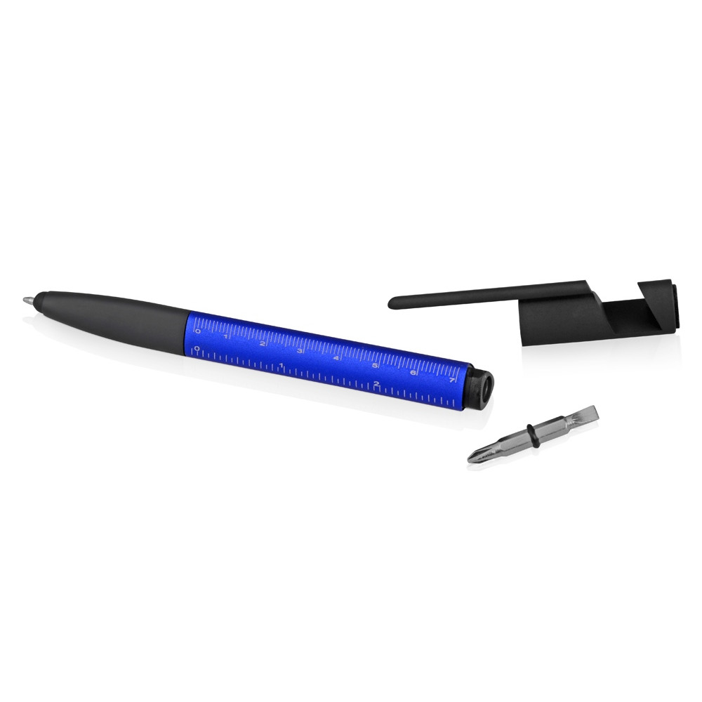 Ручка-стилус металлическая шариковая многофункциональная (6 функций) Multy, синий