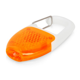 Брелок - фонарик с отражателем и карабином, оранжевый/белый
