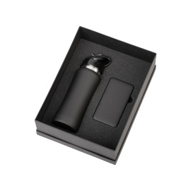 Подарочный набор с бутылкой для воды и повербанком С2, 10000 mAh, черный