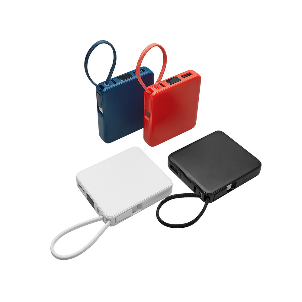 Внешний аккумулятор со встроенным кабелем USB-C Дэнси, 5000 мАч, белый