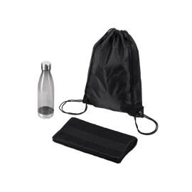 Спортивный набор с бутылкой и полотенцем Beginner, черный