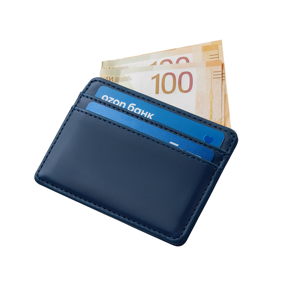 Картхолдер для двух карт и наличных денег с зажимом Crave, темно-синий