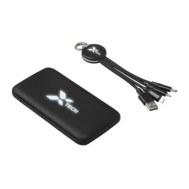 Набор из внешнего акуумулятора и универсального кабеля с подсветкой лого Reserve LED, 10000mAh, черный