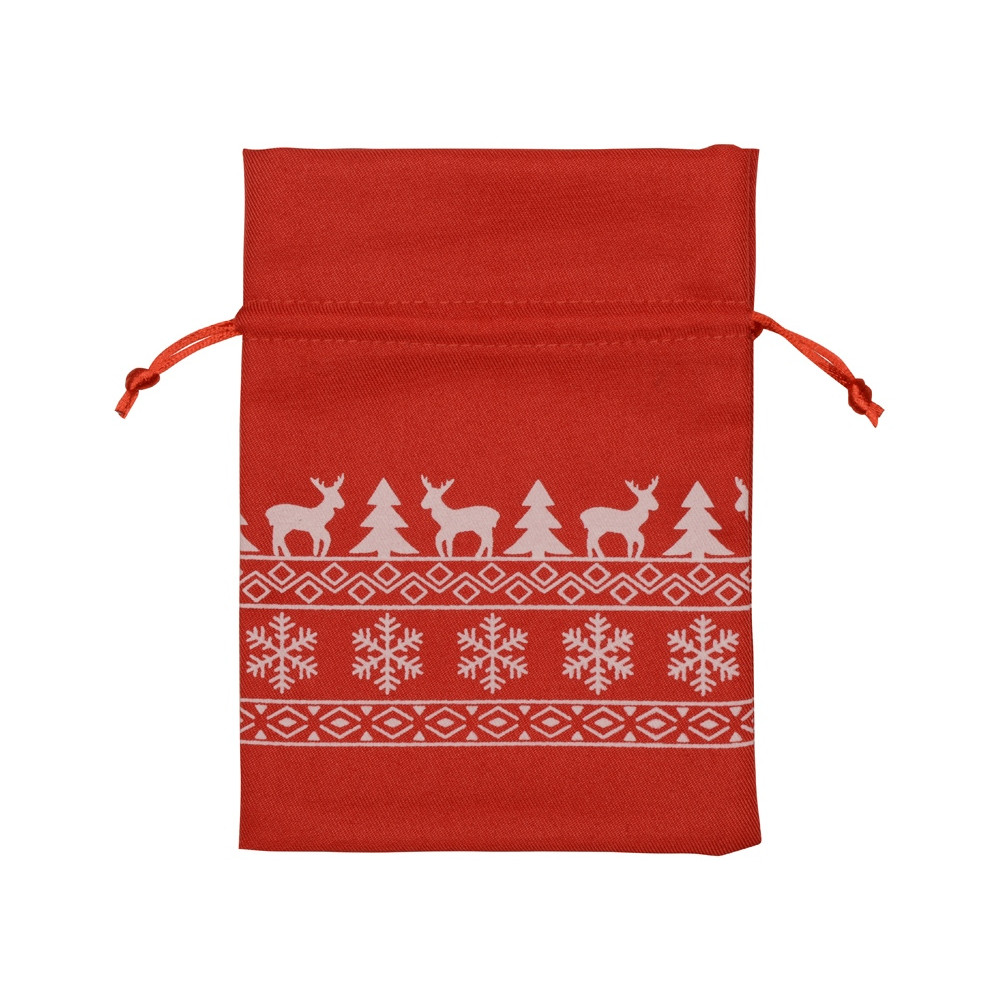 Мешочек подарочный новогодний, хлопок, средний, красный