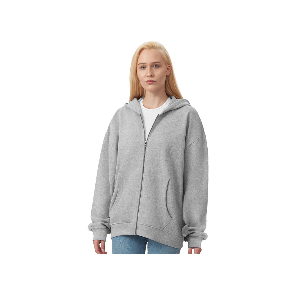 Толстовка оверсайз с капюшоном на молнии Monaco, серый меланж