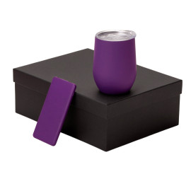 Подарочный набор с термокружкой и повербанком С1, 5000 mAh, фиолетовый