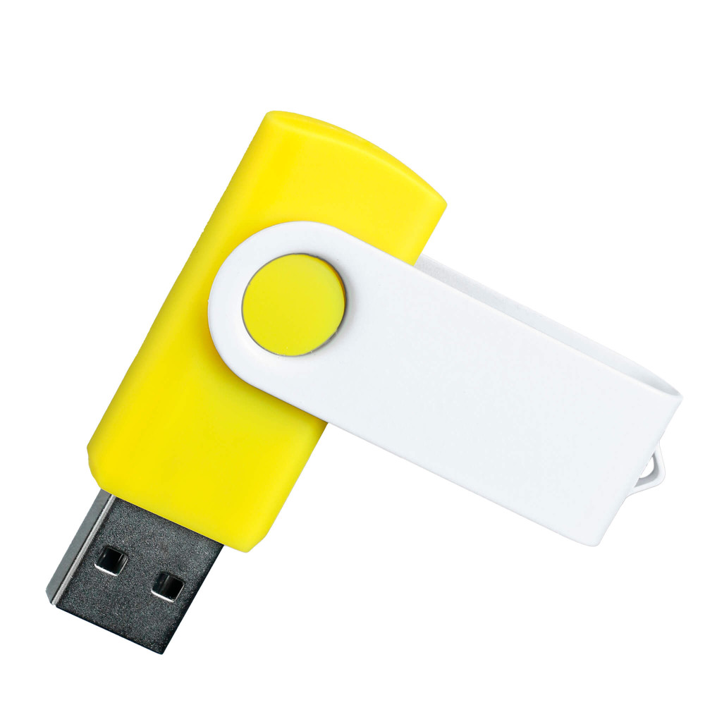 Флешка TWIST WHITE COLOR, цвет Желтый, цвет Желтый