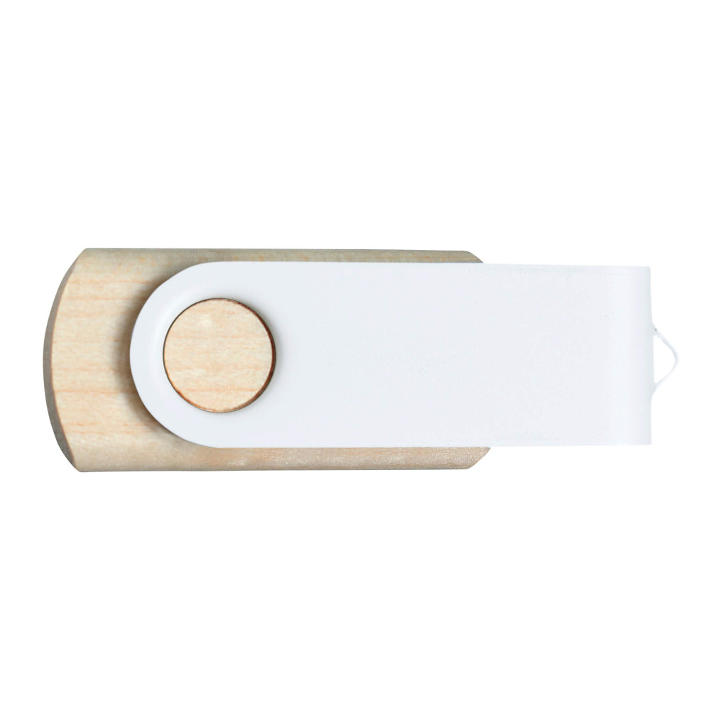 Флешка TWIST WOOD COLOR, цвет Белый