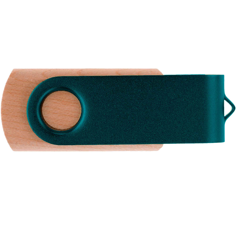Флешка TWIST WOOD COLOR, цвет Зеленый